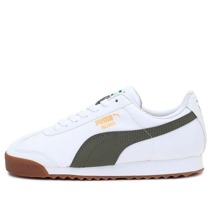(GS) PUMA Roma Basic Low Top Running Shoes White/Green 359841-25