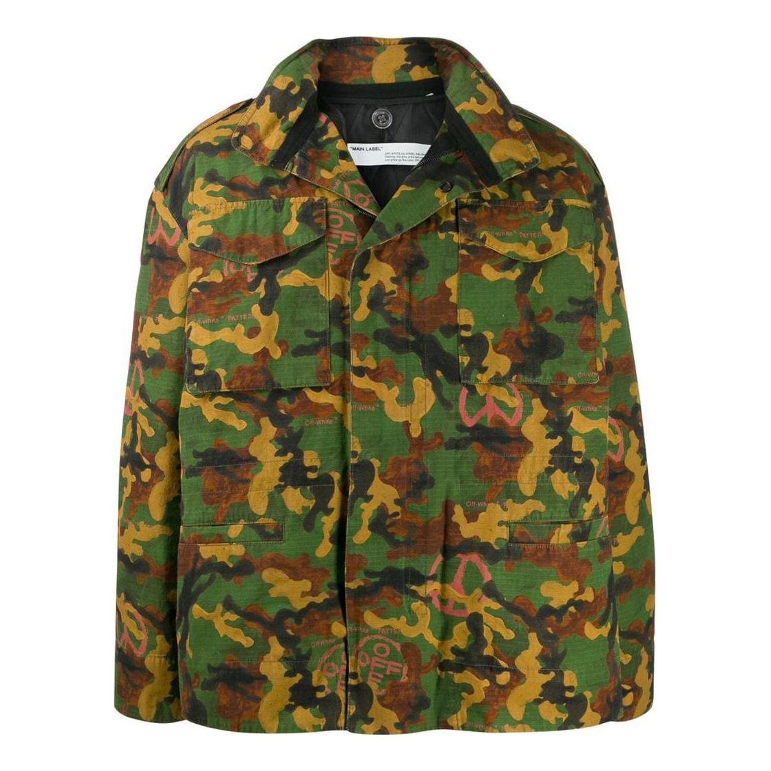 Men's Off-White FW22 Classic Military Camouflage Pattern Jacket Green OMEL009R203620209910ALL