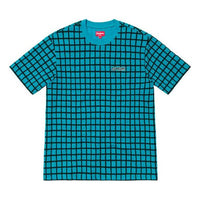 Supreme SS19 Grid Jacquard SS Top Blue Logo Tee SUP-SS19-621