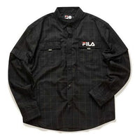FILA FUSION Breathable Plaid Long Sleeves Shirt Black T11M023402F-BK