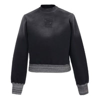Men's KENZO Embroidered Alphabet Stand Collar Pullover Black FA5-5SW510-4MS-99