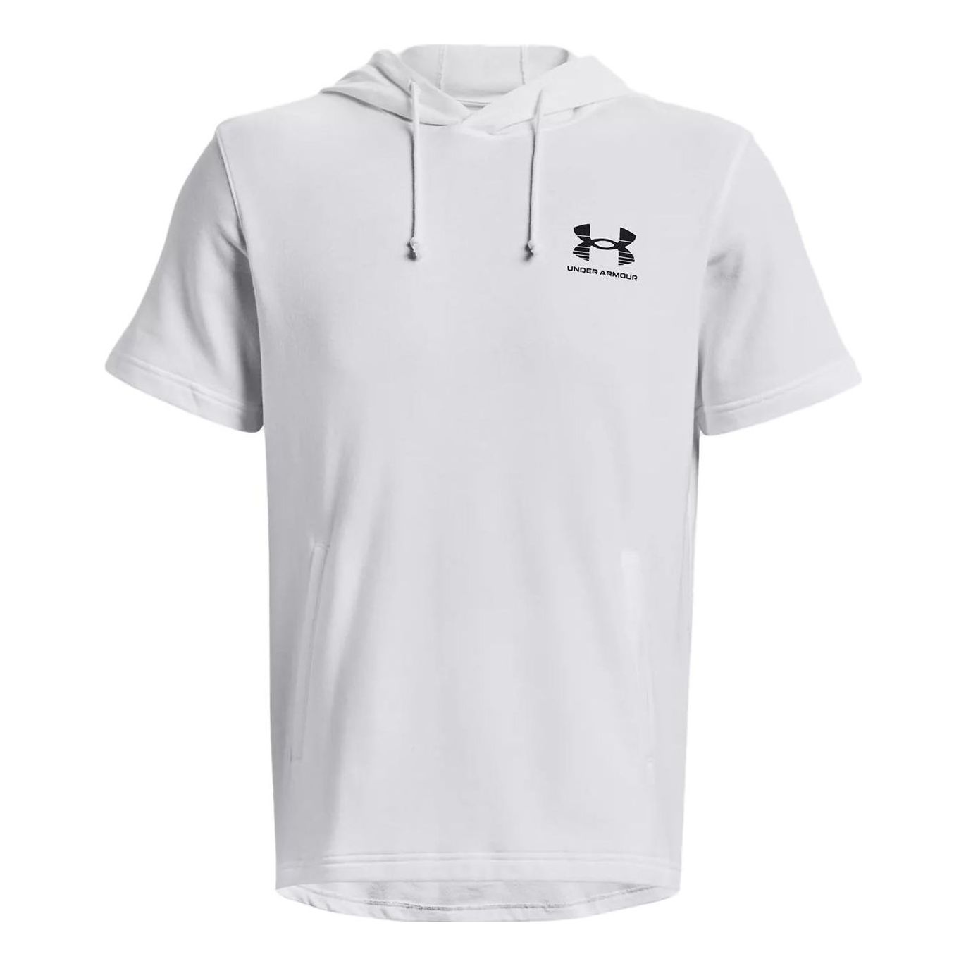 Under Armour Rival Terry Short Sleeve Hoodie 'White Black' 1377184-100