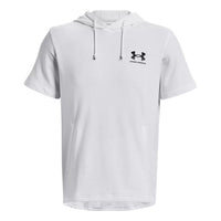 Under Armour Rival Terry Short Sleeve Hoodie 'White Black' 1377184-100