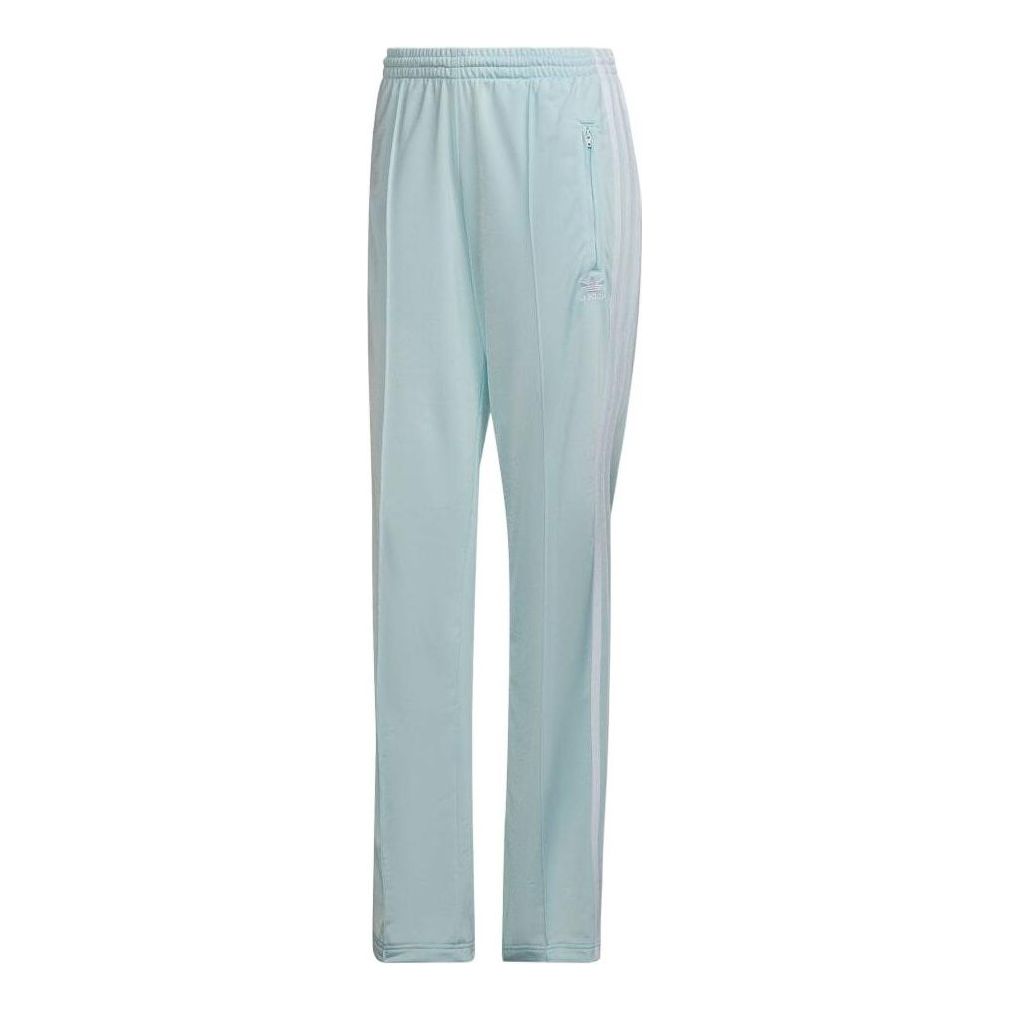adidas originals Solid Color Stripe Straight Casual Sports Long Pants Unisex Light Blue HN5897
