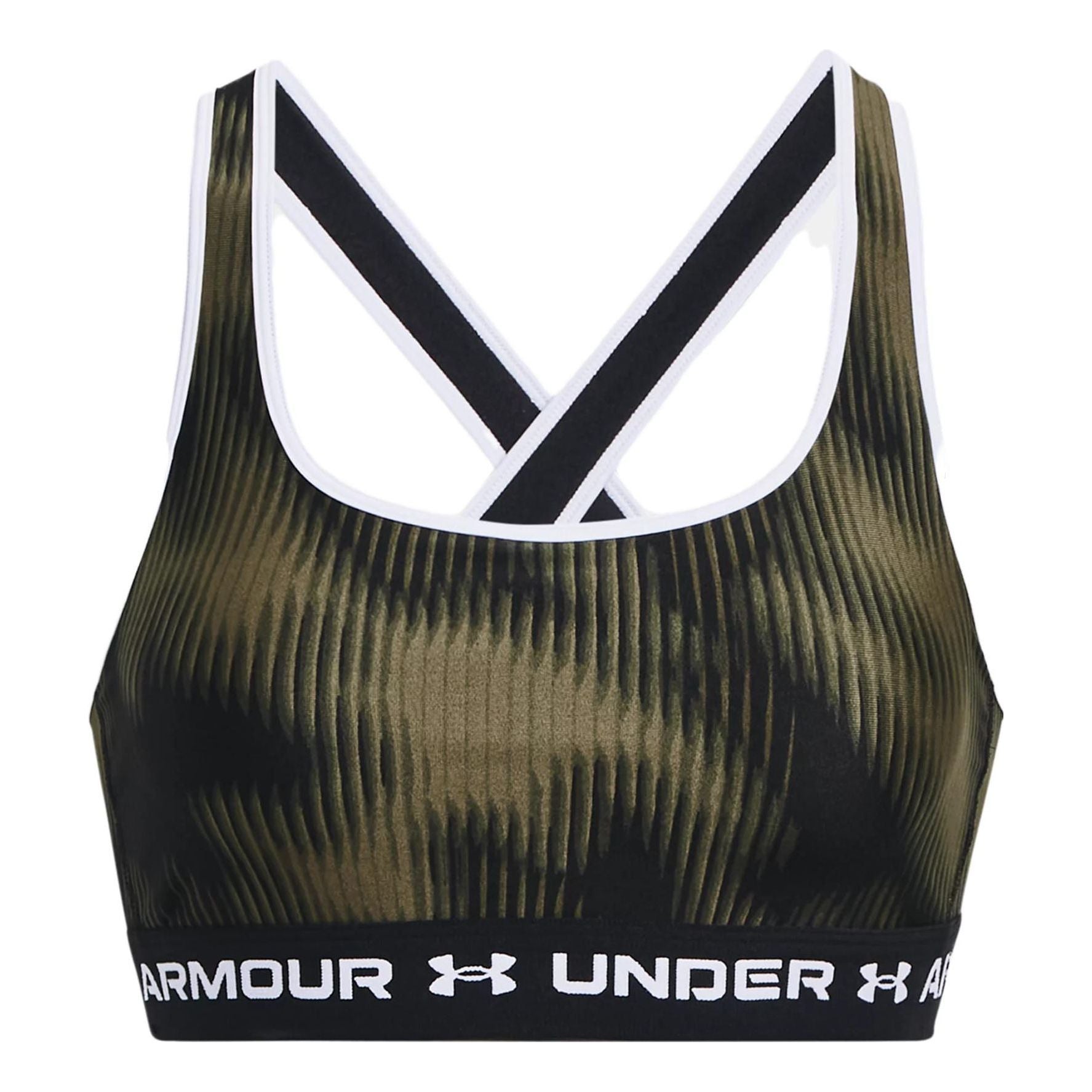 (WMNS) Under Armour Crossback Mid Printed Sports Bra 'Olive Green' 1361042-390
