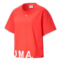 (WMNS) PUMA Logo Printing Round-neck Orange/Red 579140-13
