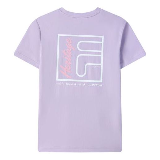 FILA Athletics Casual Sports Breathable Alphabet Printing Short Sleeve Purple A51M123108F-VT