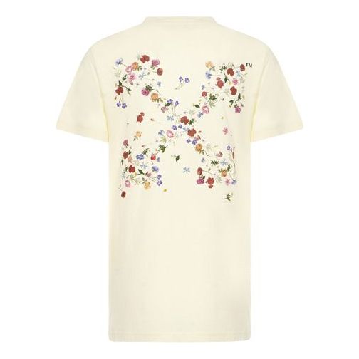 (WMNS) Off-White SS21 Flowers Embroidered Arrow Short Sleeve Creamy White OWAA049R21JER0036184