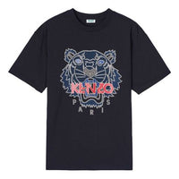 Men's KENZO Tiger Head Printing Cotton Short Sleeve Black FA5-5TS5114YO-99