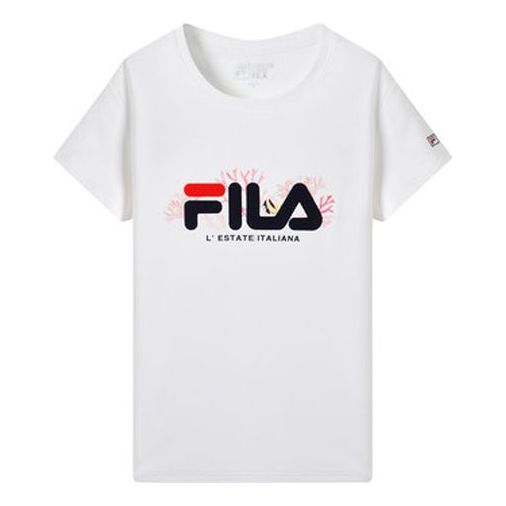 (WMNS) FILA Athleisure Casual Sports Printing Short Sleeve White F11W928129F-WT