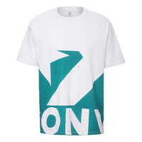 Men's Converse Colorblock Large Logo Printing Round Neck Short Sleeve White Green 10018381-A08