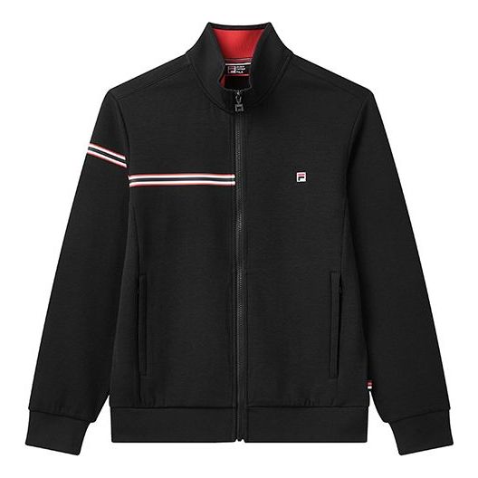 FILA logo Printing Cozy Casual Sports Jacket Knit Black F51M031504FW-NV
