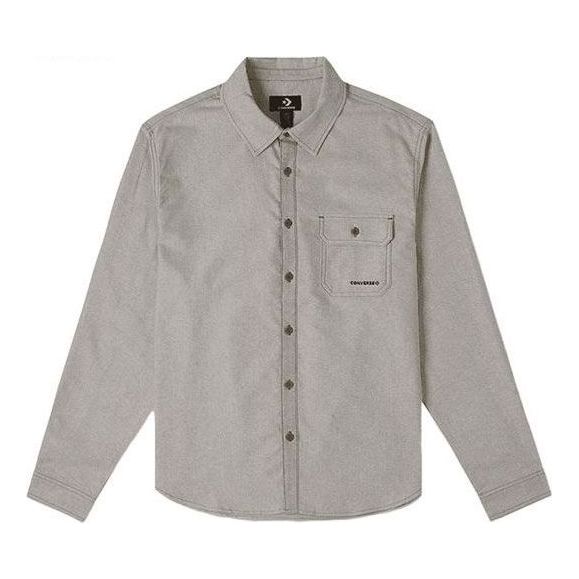 Converse Oxford LS Button Down Shirt Asia Sizing 'Light Grey' 10025637-A02