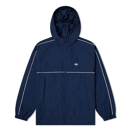 adidas originals MENS Samstag Shell Hoodie Track Top Jacket NavyBlue EC9320
