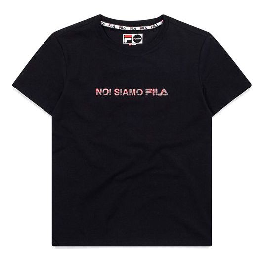 (WMNS) FILA FUSION Short Sleeve Black T-Shirt T11W031105F-BK