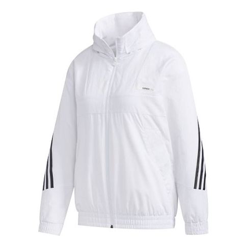 (WMNS) adidas neo Alphabet Printing Colorblock Sports Hooded Jacket White GG3389