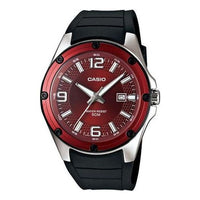 Men's CASIO quartz Black Strap Watch Mens Red Analog MTP-1346-5AV