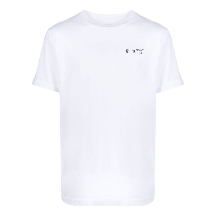 Off-White Logo Embroidered Short Sleeve White OMAA027F20FAB0020110