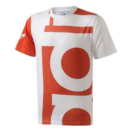 adidas originals Bigaditee Casual Large Logo Printing Round Neck Pullover Breathable Short Sleeve Orange DY6652