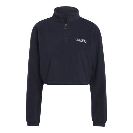 (WMNS) adidas Retro Luxury 1/4 Zip Cropped Sweater 'Dark Blue' HL0052