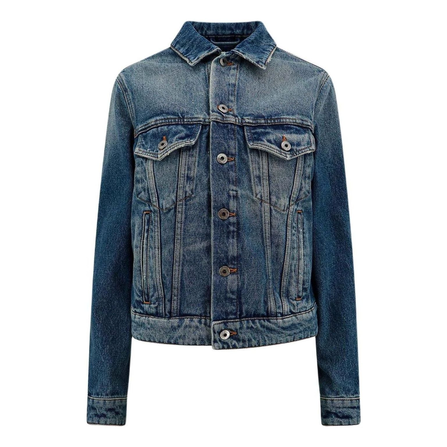 (WMNS) Off-White Strap Detail Denim Jacket 'Blue' OWYE012C99DEN0064500