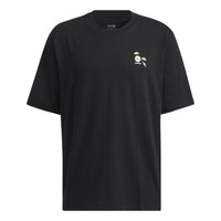 adidas neo M Sw Arc Slgn T Alphabet Sports Short Sleeve Couple Style Black HC9748