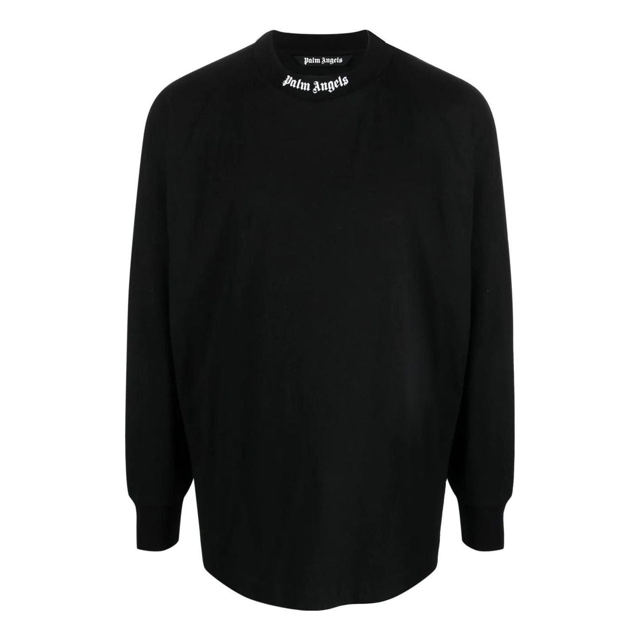 Palm Angels FW22 Logo Mock Neck Longsleeve T-Shirt 'Black White' PMAB001C99JER0041001