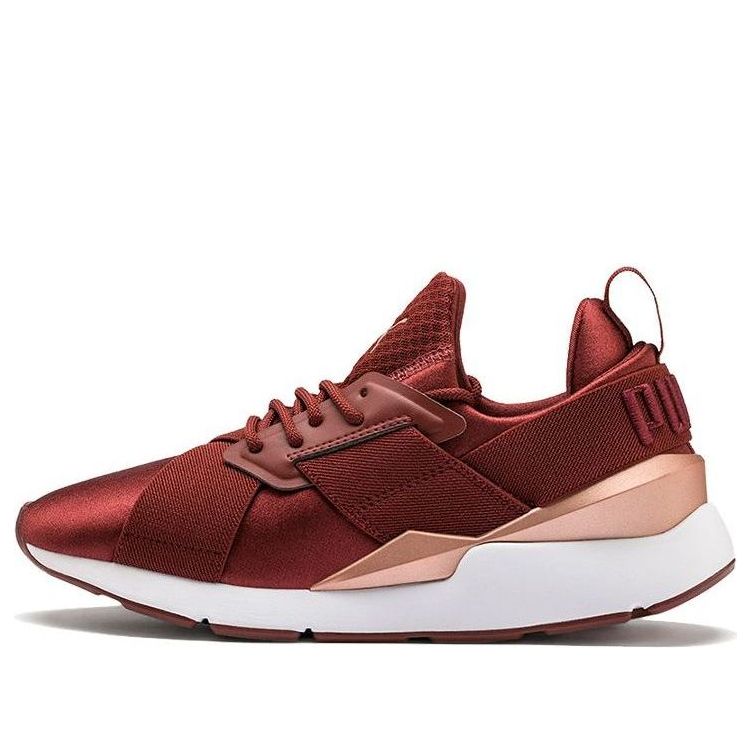 (WMNS) PUMA En Pointe Muse Satin Low Top Running Shoes Red/White/Golden 365534-18