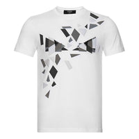 Men's FENDI Geometry Pattern Cotton Round Neck Short Sleeve White T-Shirt FAF532AAY5F0ZNM