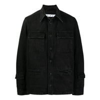 Men's Off-White FW22 Solid Color Casual Long Sleeves Denim Black Shirt OMYE070F21DEN0011209