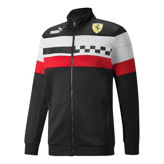 PUMA Ferrari Racing Series Colorblock Stand Collar Knit Jacket Black 533726-01