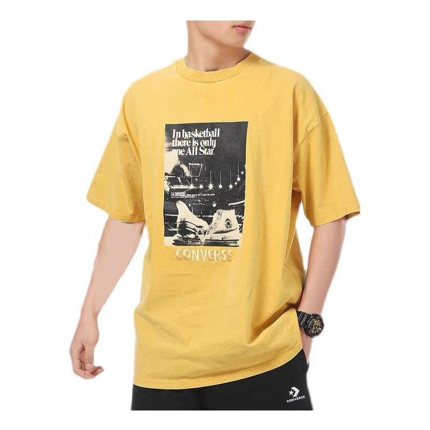Converse Chuck Taylor Washed Archive Basketball T-Shirt Asia Sizing 'Yellow' 10022903-A03