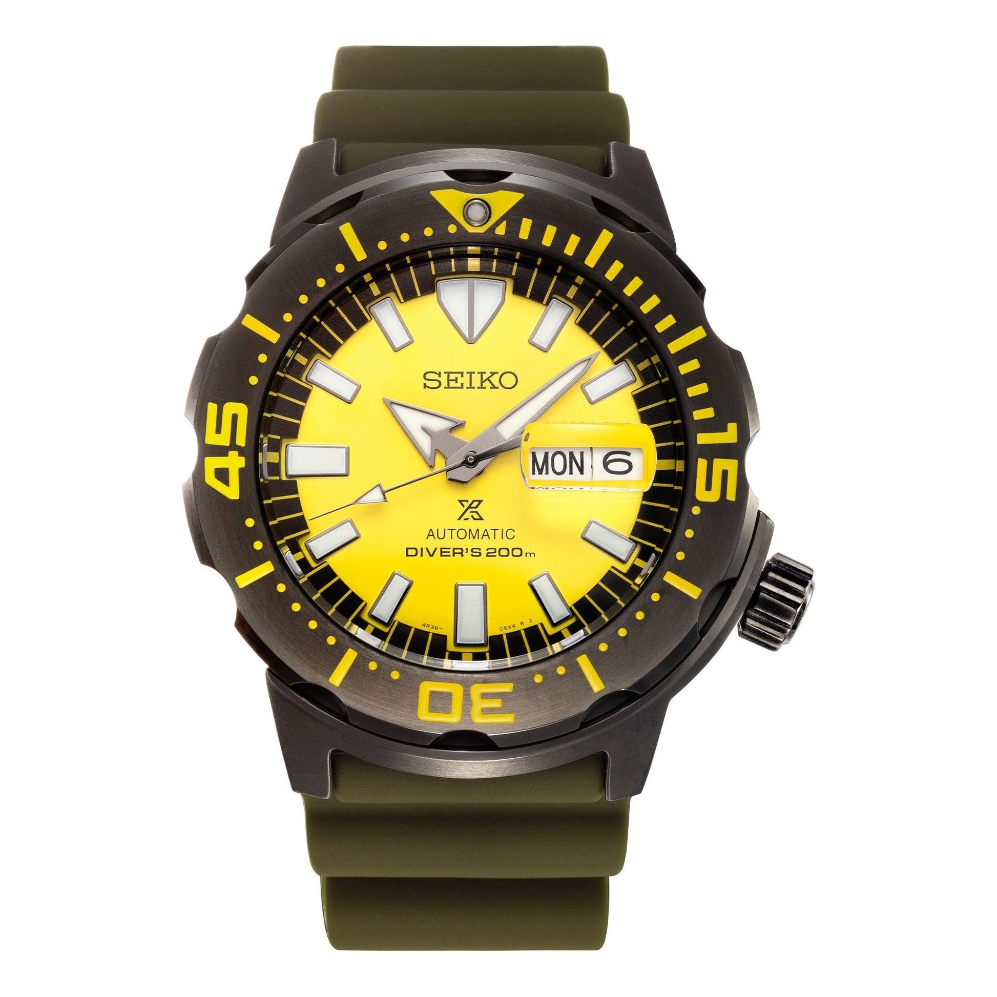 Men's SEIKO prospex Casual Yellow Monster Monster 200m Mechanical Watch SRPF35K1