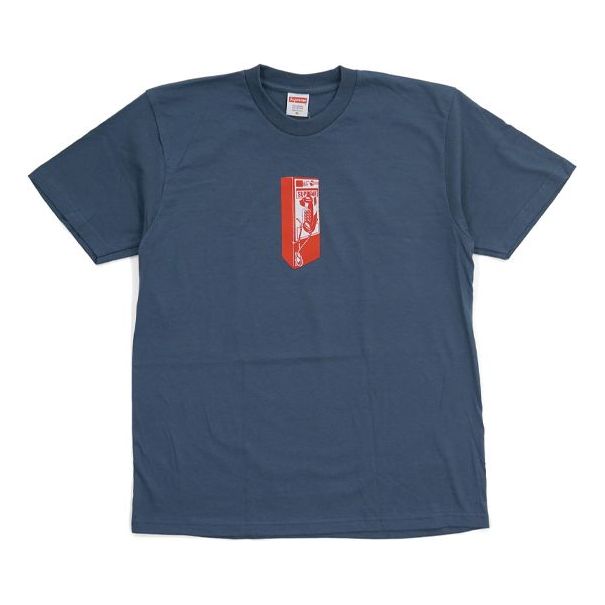 Supreme FW18 Payphone Tee Slate Public Phone Printing Short Sleeve Unisex Blue SUP-FW18-466