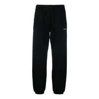 Men's Off-White Logo Solid Color Bundle Feet Sports Pants/Trousers/Joggers Black OMCH030F21FLE001