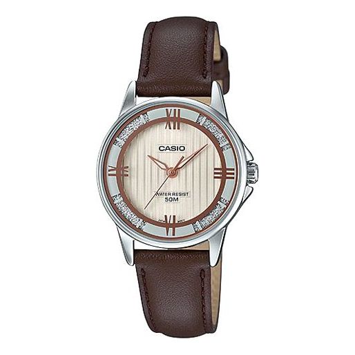 CASIO ins Influencer Fashion Business Casual Classic Pointers Brown Dial Waterproof Quartz Leather Strap Watch LTP-1391L-5AV