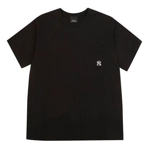 MLB New York Yankees Loose Small Label Embroidered Round Neck Short Sleeve Unisex Black 31TS11031-50L