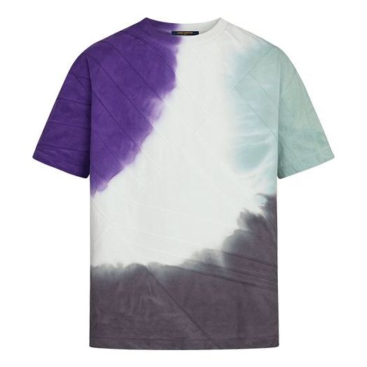 Men's LOUIS VUITTON FW21 Round Neck Pullover Tie Dye Casual Short Sleeve Colorblock 1A5PGR