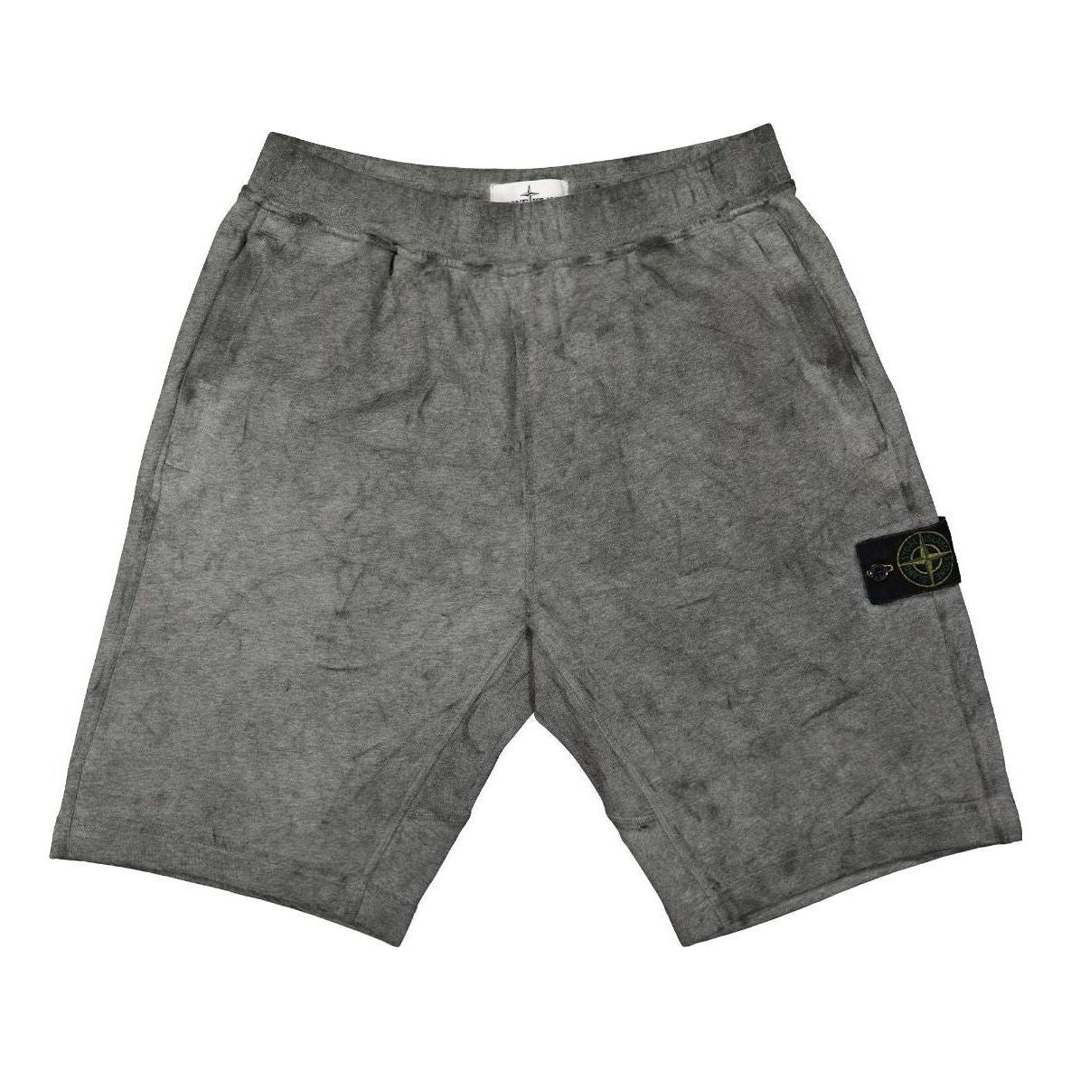 STONE ISLAND Patch Logo Fleece Shorts 'Melange Black' 741563690-V1M29