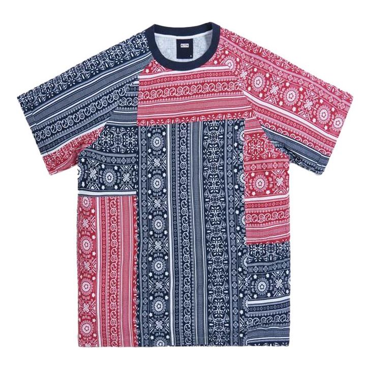 Men's KITH Patchwork Howard Floral Pattern Short Sleeve Red Blue KH3789-115