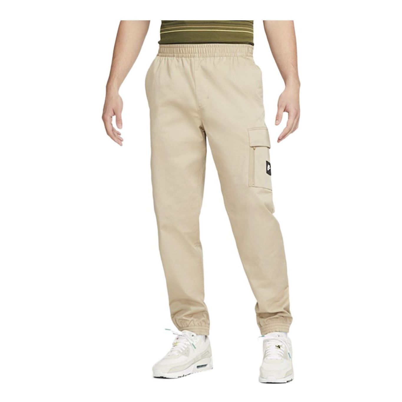 Men's Nike Solid Color Logo Printing Bundle Feet Sports Pants/Trousers/Joggers Khaki DV1127-247