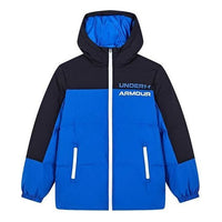 (GS) Under Armour Short Solid Color Hooded Down Jacket 'Blue Black' 234106056