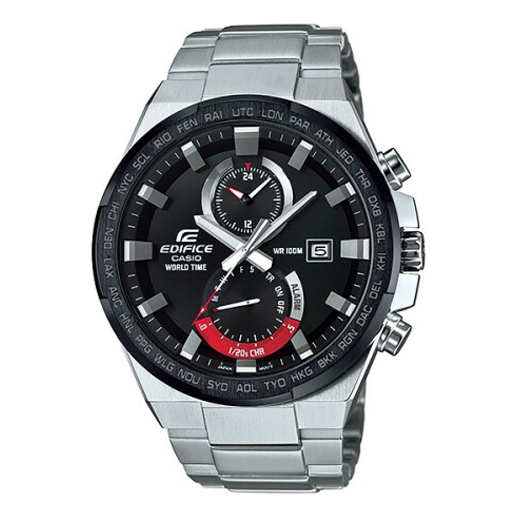 Men's CASIO EDIFICE Series Waterproof Stainless Steel Universal Time Watch Mens Black Analog EFR-542DB-1A