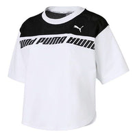 (WMNS) PUMA Logo Printing Round-neck Black/White 844019-02