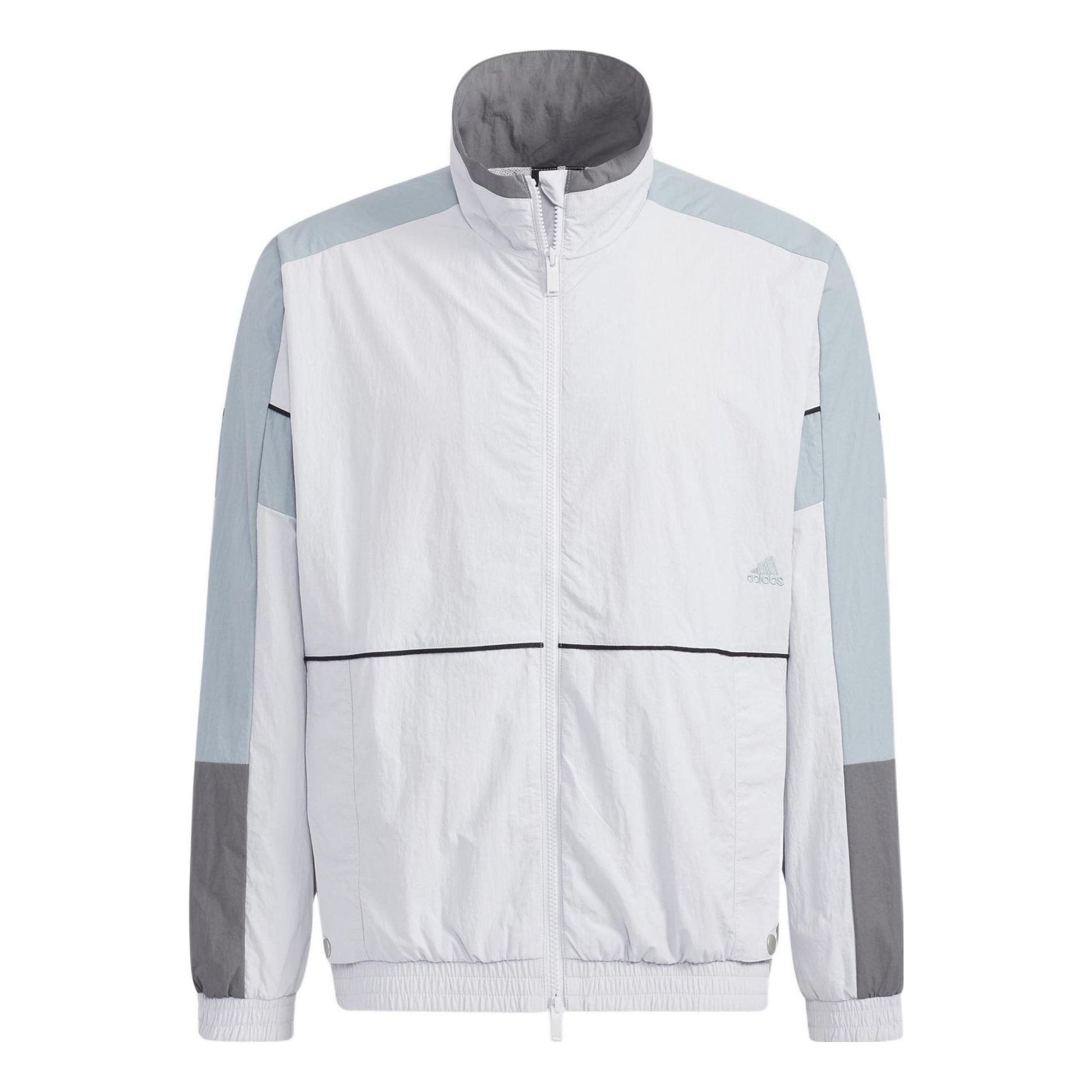 adidas Contrasting Colors Stand Collar Zipper Sports Jacket Gray HD0078