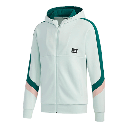 Men's adidas Colorblock Sports logo Casual Hooded Jacket Light Green GM4432