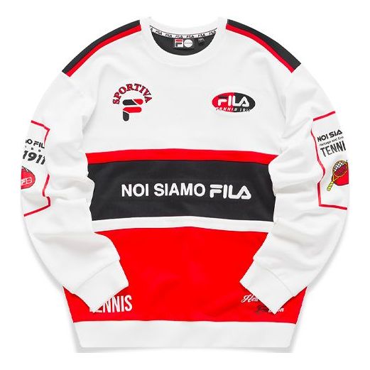 FILA Contrast Print Letters Crew Neck Sweatshirt White T11M111211F-WT