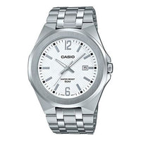 CASIO Waterproof Stainless Steel Strap Mens White Analog MTP-E158D-7A
