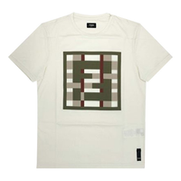 Men's FENDI FF Geometry Pattern Cotton Round Neck Short Sleeve White FY0894ABQY-F0QG1