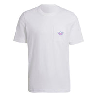Men's adidas Back Geometry Logo Pattern Printing Round Neck Short Sleeve Japanese Version White T-Shirt HE4722
